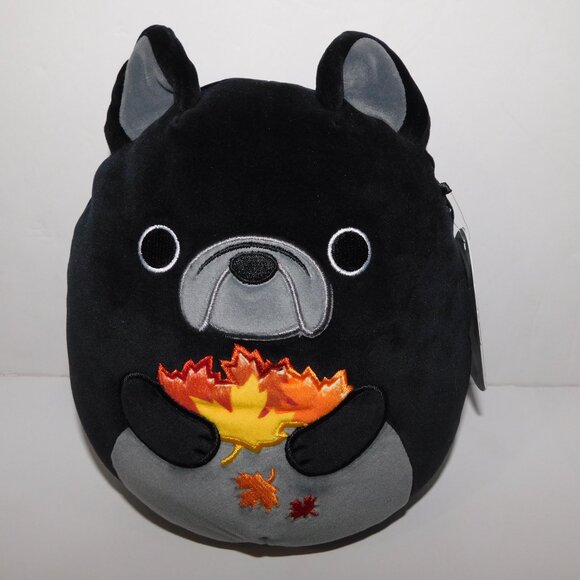 Squishmallows Rhett 8” Black bulldog Dog Plush NWT Fall Leaves Harvest Squad New - Picture 4 of 4